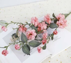 [w6940509004] Artificial Flower Camellia Bean Paste Pink_仿真花-多头山茶花-豆沙粉色
