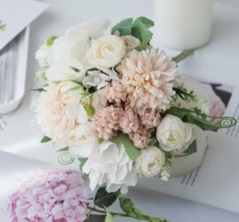 [w6972107037602] Artificial Flower Mixed Flower 15pcs Champagne_15根一捆混合花 香槟色