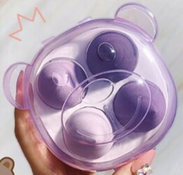 [w6944701002] Bear Makeup Egg Box 4pcs Purple_小熊套装美妆蛋4个装紫色