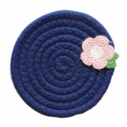 [w6972108039713] Circular Flower Coaster Blue_圆形小花杯垫-蓝底粉色花 18cm